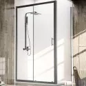 Душевой уголок Veconi Rovigo RV-072B 140x90 RV072B-14090-01-C4 профиль Черный матовый стекло прозрачное