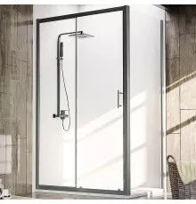 Душевой уголок Veconi Rovigo RV-072B 150x70 RV072B-15070-01-C4 профиль Черный матовый стекло прозрачное