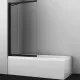 Купить Шторка на ванну WasserKRAFT Dill 100 61S02-100 Fixed профиль Черный стекло прозрачное в магазине сантехники Santeh-Crystal.ru