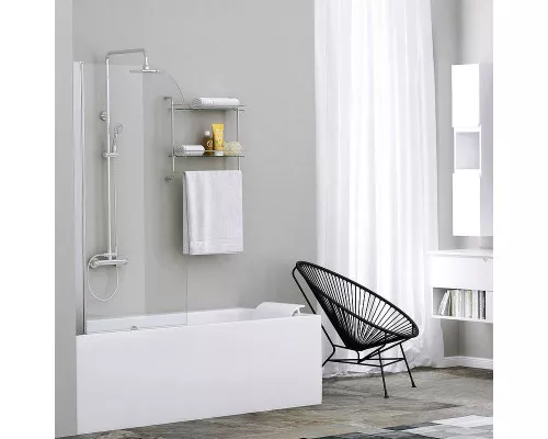 Купить Шторка на ванну WasserKRAFT Leine 80 35P01-80 профиль Хром стекло прозрачное в магазине сантехники Santeh-Crystal.ru