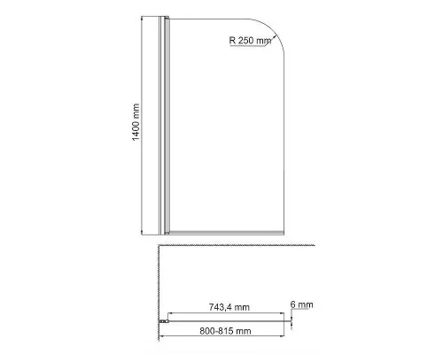 Купить Шторка на ванну WasserKRAFT Leine 80 35P01-80 профиль Хром стекло прозрачное в магазине сантехники Santeh-Crystal.ru