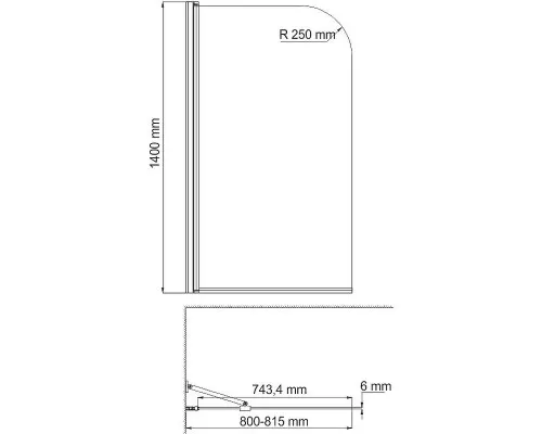 Купить Шторка на ванну WasserKRAFT Leine 80 35P01-80Fixed профиль Хром стекло прозрачное в магазине сантехники Santeh-Crystal.ru
