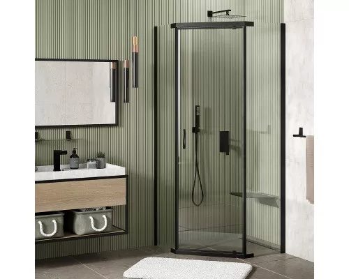 Купить Душевой уголок WasserKRAFT Wiese 100x100 84P38 профиль Черный матовый стекло прозрачное в магазине сантехники Santeh-Crystal.ru