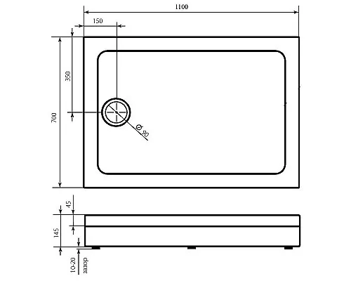 Заказать Акриловый поддон для душа Bas Олимпик 110х70 ПН00054 Белый в магазине сантехники Santeh-Crystal.ru