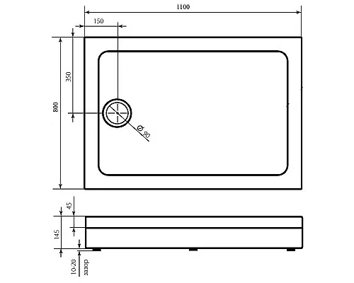 Заказать Акриловый поддон для душа Bas Олимпик 110х80 ПН00055 Белый в магазине сантехники Santeh-Crystal.ru