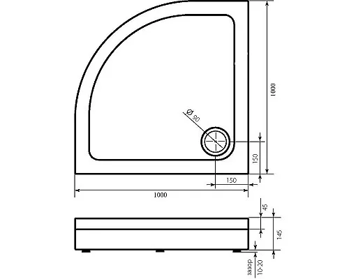 Заказать Акриловый поддон для душа Bas Раунд 100х100 ПН00068 Белый в магазине сантехники Santeh-Crystal.ru