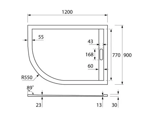 Приобрести Душевой поддон из искусственного камня Cezares Tray AS 120x90 R TRAY-AS-RH-120/90-550-30-W-R Белый в магазине сантехники Santeh-Crystal.ru