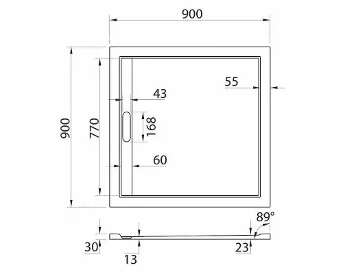 Купить Душевой поддон из искусственного камня Cezares Tray AS 90x90 TRAY-AS-A-90-30-NERO Черный матовый в магазине сантехники Santeh-Crystal.ru