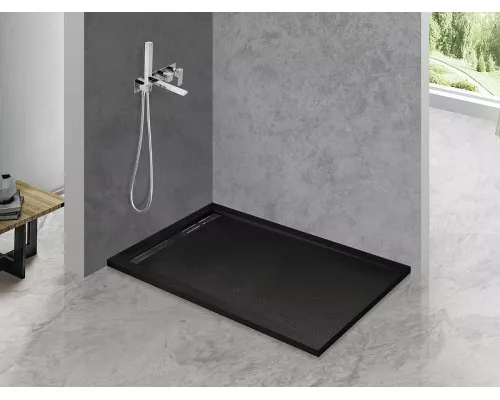 Купить Душевой поддон из искусственного камня Cezares Tray AS 120х90 TRAY-AS-AH-120/90-30-NERO Черный матовый в магазине сантехники Santeh-Crystal.ru