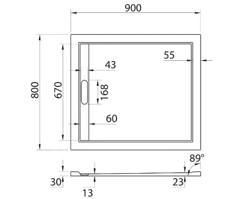 Купить Душевой поддон из искусственного камня Cezares Tray AS 90х80 TRAY-AS-AH-90/80-30-W Белый в магазине сантехники Santeh-Crystal.ru