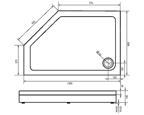 Купить Акриловый поддон для душа Creto Pegas 120х80 R 7-1006 Белый в магазине сантехники Santeh-Crystal.ru