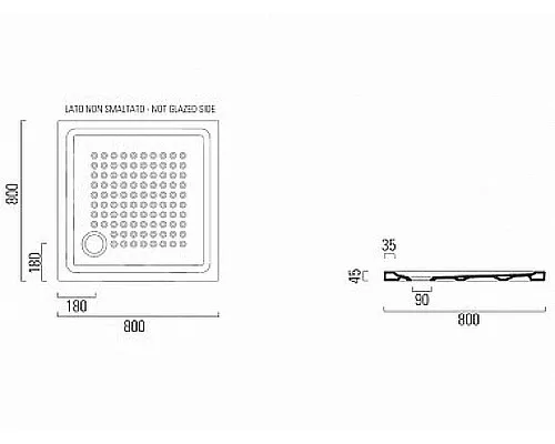 Купить Керамический поддон для душа GSI Doccia 80х80 438411 с антискользящим покрытием в магазине сантехники Santeh-Crystal.ru