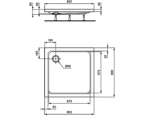 Заказать Акриловый поддон для душа Ideal Standard Hotline 80х80 K276601 Белый в магазине сантехники Santeh-Crystal.ru