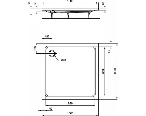 Заказать Акриловый поддон для душа Ideal Standard Hotline 100х100 K276801 Белый в магазине сантехники Santeh-Crystal.ru