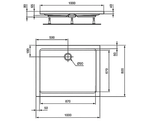 Приобрести Акриловый поддон для душа Ideal Standard Hotline 100х80 K277401 Белый в магазине сантехники Santeh-Crystal.ru