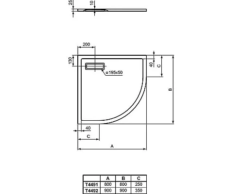 Купить Акриловый поддон для душа Ideal Standard Ultraflat New 90х90 T449201 Белый в магазине сантехники Santeh-Crystal.ru