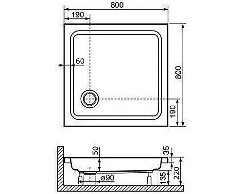Приобрести Акриловый поддон для душа RGW Acrylic Style 80x80 16180188-11 Белый в магазине сантехники Santeh-Crystal.ru
