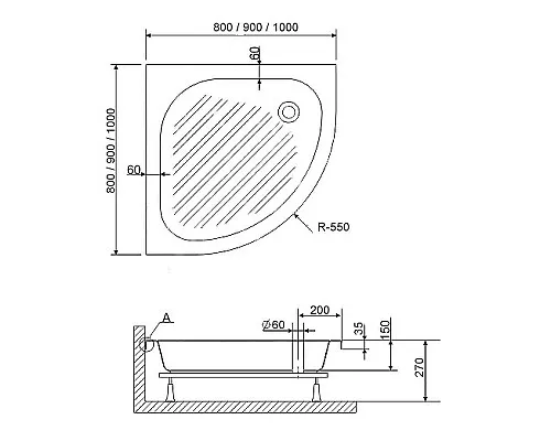 Заказать Акриловый поддон для душа RGW Acrylic BP/CL-S 90x90 16180499-51 Белый в магазине сантехники Santeh-Crystal.ru