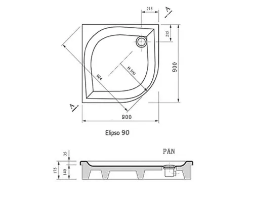 Приобрести Акриловый поддон для душа Ravak Galaxy Elipso PAN 90х90 A227701410 Белый в магазине сантехники Santeh-Crystal.ru