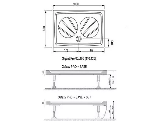 Приобрести Душевой поддон из искусственного камня Ravak Gigant Pro 100x80 XA03A401010 Белый в магазине сантехники Santeh-Crystal.ru