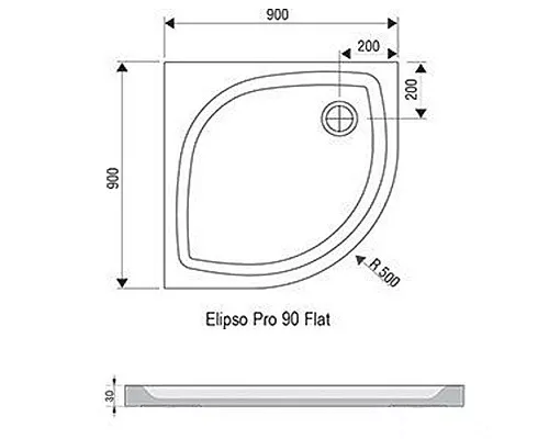 Приобрести Душевой поддон из искусственного камня Ravak Elipso Pro 90х90 Flat XA237711010 Белый в магазине сантехники Santeh-Crystal.ru