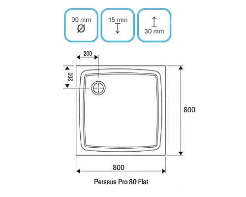 Приобрести Душевой поддон из искусственного камня Ravak Perseus Pro Flat 80х80 XA034411010 Белый в магазине сантехники Santeh-Crystal.ru