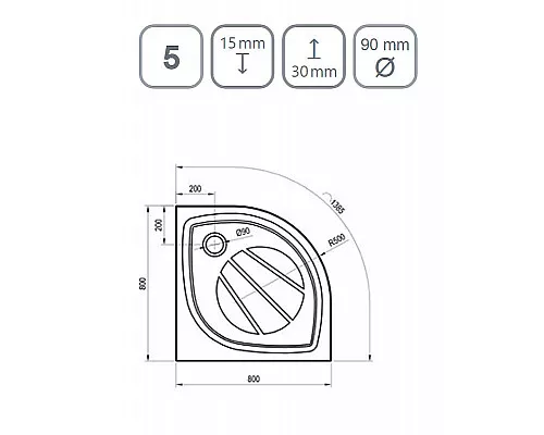 Приобрести Душевой поддон из искусственного камня Ravak Elipso Pro 80х80 XA234401010WM Белый матовый в магазине сантехники Santeh-Crystal.ru