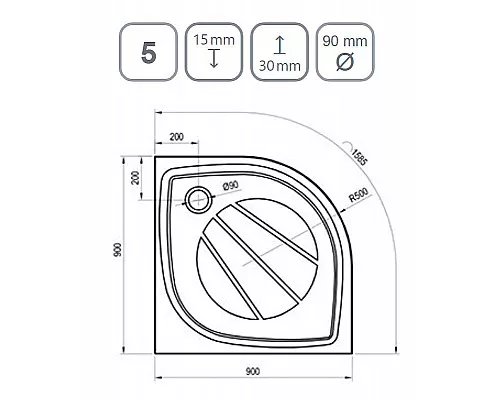 Купить Душевой поддон из искусственного камня Ravak Elipso Pro 90х90 XA237701010BM Черный матовый в магазине сантехники Santeh-Crystal.ru