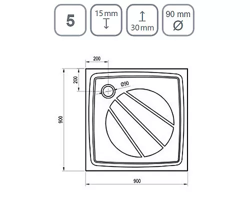 Заказать Душевой поддон из искусственного камня Ravak Perseus Pro 90х90 XA037701010BM Черный матовый в магазине сантехники Santeh-Crystal.ru