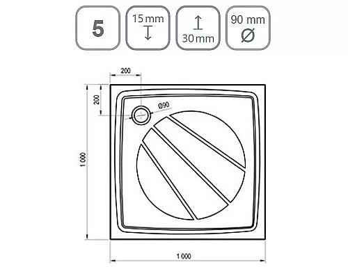 Купить Душевой поддон из искусственного камня Ravak Perseus Pro 100x100 XA03AA01010BM Черный матовый в магазине сантехники Santeh-Crystal.ru