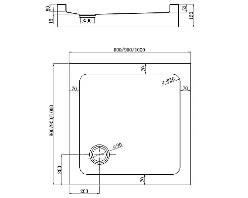 Купить Акриловый поддон для душа Veconi Tezeo TZ-52 80x80 TZ52-80-C5 Белый в магазине сантехники Santeh-Crystal.ru
