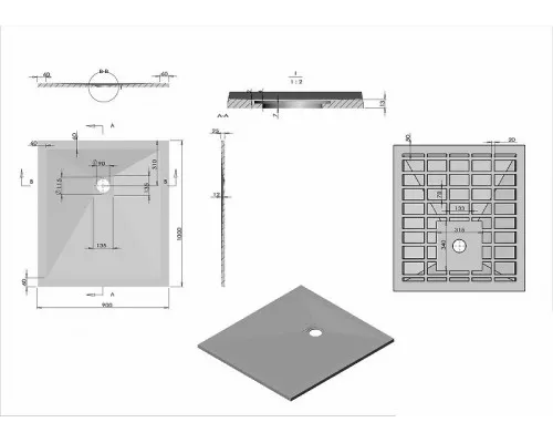 Купить Душевой поддон из искусственного камня Vincea 100x90 VST-4SR9010A+Vsph-D132 Антрацит в магазине сантехники Santeh-Crystal.ru