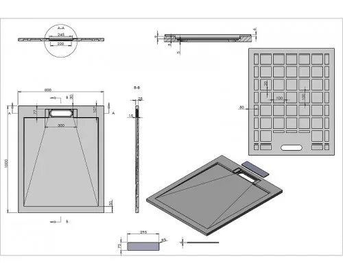 Приобрести Душевой поддон из искусственного камня Vincea 100x80 VST-4SRL8010W Белый матовый в магазине сантехники Santeh-Crystal.ru