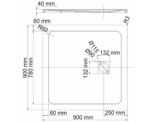 Приобрести Душевой поддон из искусственного камня WasserKRAFT Neime 90х90 19T03 Черный матовый в магазине сантехники Santeh-Crystal.ru