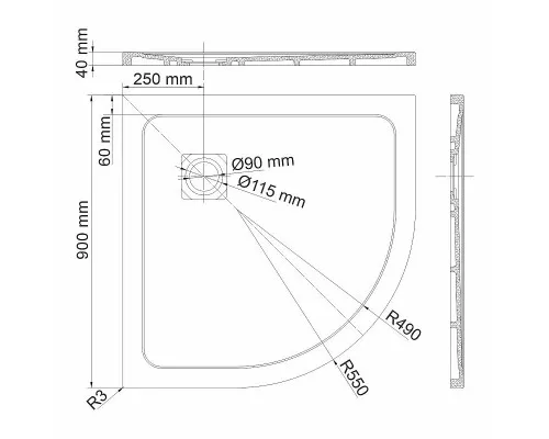 Заказать Душевой поддон из искусственного камня WasserKRAFT Neime 90х90 19T01 Черный матовый в магазине сантехники Santeh-Crystal.ru