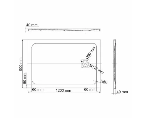 Приобрести Душевой поддон из искусственного камня WasserKRAFT Rhin 120x90 44T07 Белый матовый в магазине сантехники Santeh-Crystal.ru