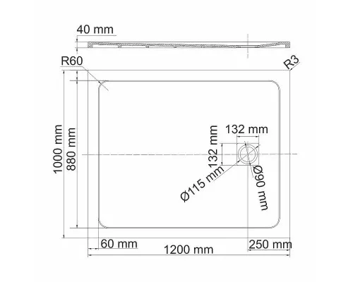 Купить Душевой поддон из искусственного камня WasserKRAFT Rhin 120x100 44T10 Белый матовый в магазине сантехники Santeh-Crystal.ru