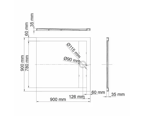 Приобрести Душевой поддон из искусственного камня WasserKRAFT Wiese 90x90 84T03 Серый матовый в магазине сантехники Santeh-Crystal.ru