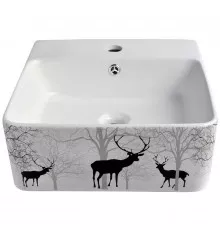 Раковина-чаша Bronze de Luxe 42 1060BD Белый глянец с серо-черным рисунком