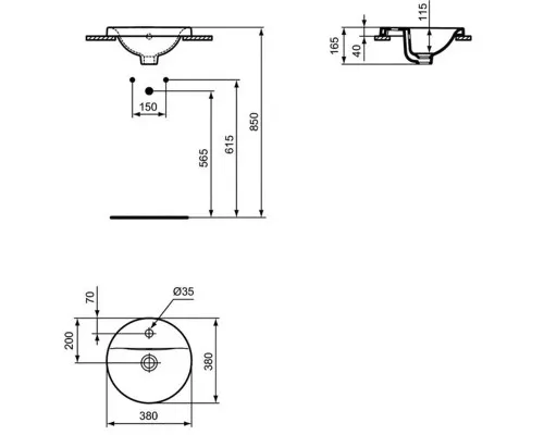 Приобрести Раковина Ideal Standard Connect 38 E504101 Euro White в магазине сантехники Santeh-Crystal.ru