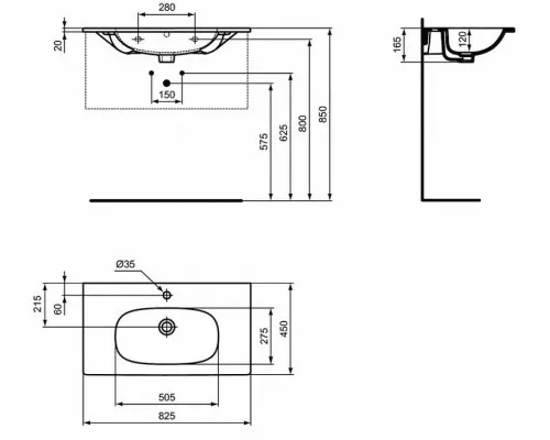 Купить Раковина Ideal Standard Tesi 80 T350901 Euro White в магазине сантехники Santeh-Crystal.ru