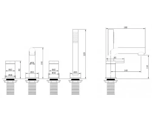 Заказать Смеситель на борт ванны Abber Emotion AF8813 Хром в магазине сантехники Santeh-Crystal.ru