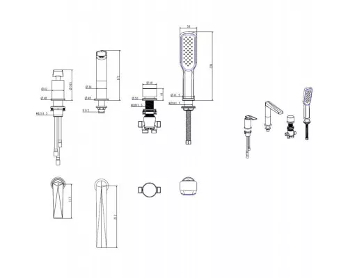 Заказать Смеситель на борт ванны Boheme Venturo 380-W Белый Золото в магазине сантехники Santeh-Crystal.ru