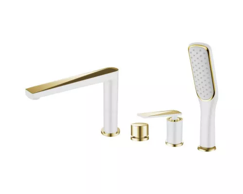 Заказать Смеситель на борт ванны Boheme Venturo 380-W Белый Золото в магазине сантехники Santeh-Crystal.ru