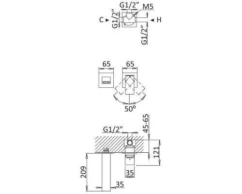 Смеситель для раковины Cezares Porta PORTA-BLI2-SR Sunrise