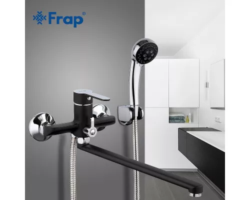 Приобрести Смеситель для ванны Frap H42 F2242 универсальный Черный матовый Хром в магазине сантехники Santeh-Crystal.ru