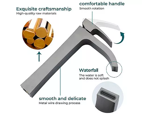 Заказать Смеситель для раковины Gappo G07-9 G1007-89 Оружейная сталь в магазине сантехники Santeh-Crystal.ru