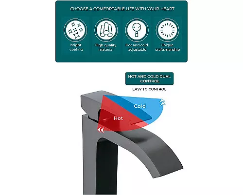 Заказать Смеситель для раковины Gappo G07-9 G1007-89 Оружейная сталь в магазине сантехники Santeh-Crystal.ru