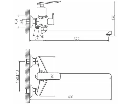 Заказать Смеситель для ванны Haiba HB22548-8 универсальный Белый Хром в магазине сантехники Santeh-Crystal.ru