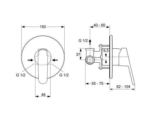 Приобрести Смеситель для душа Ideal Standard Ceraplan 2 A5960AA Хром в магазине сантехники Santeh-Crystal.ru